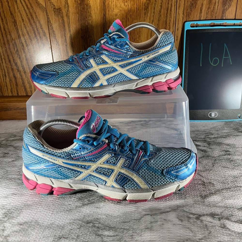 Asics GT-1000 Running Shoes Cushioned Athletic Sneakers Blue Pink‎ Size 9.5